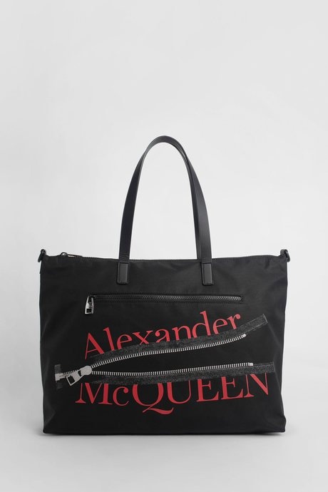 Alexander mcqueen men's black zipped logo tote bag - 1