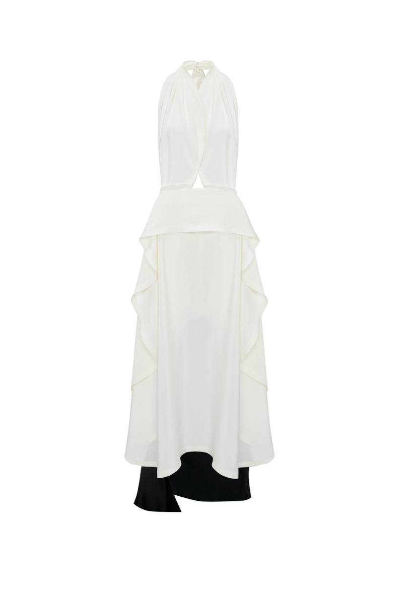 Sleeveless Circle Draped Dress In Ivory 1