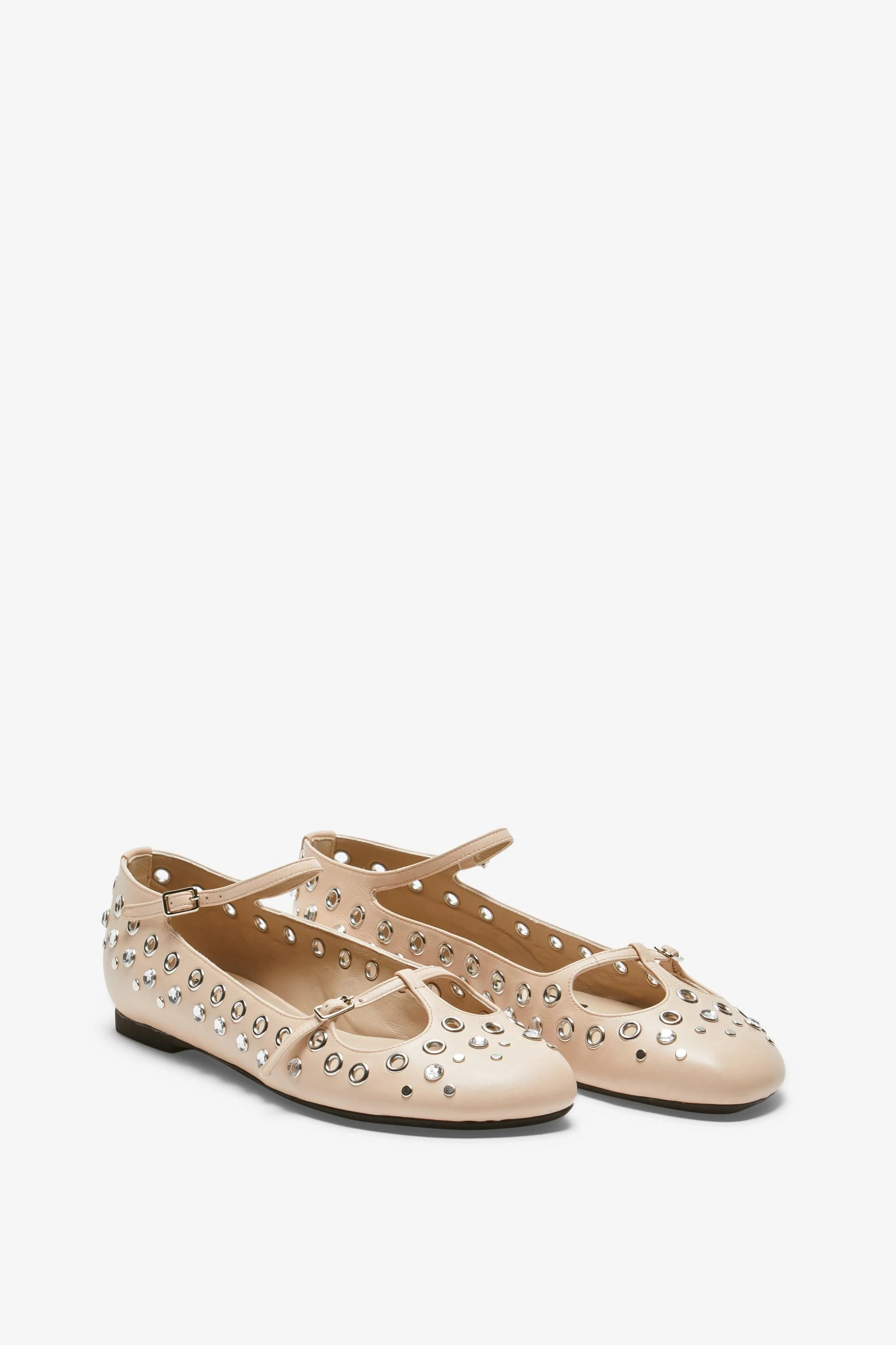 ROUND TOE BALLERINAS WITH STUDS - 1