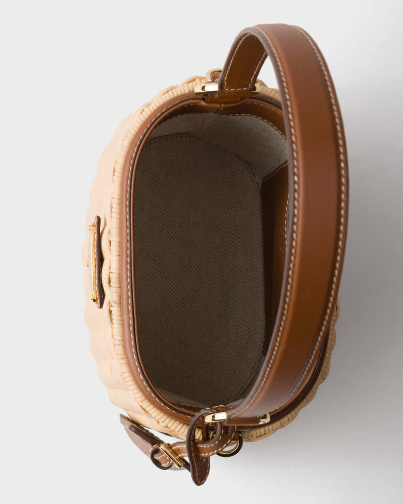 Wicker and leather bucket bag 5