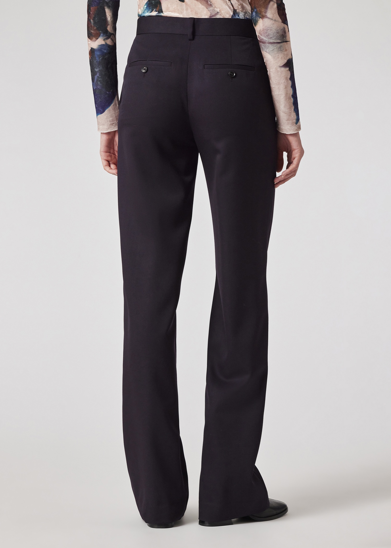 Women's Dark Purple Wool Gabardine Trousers - 4