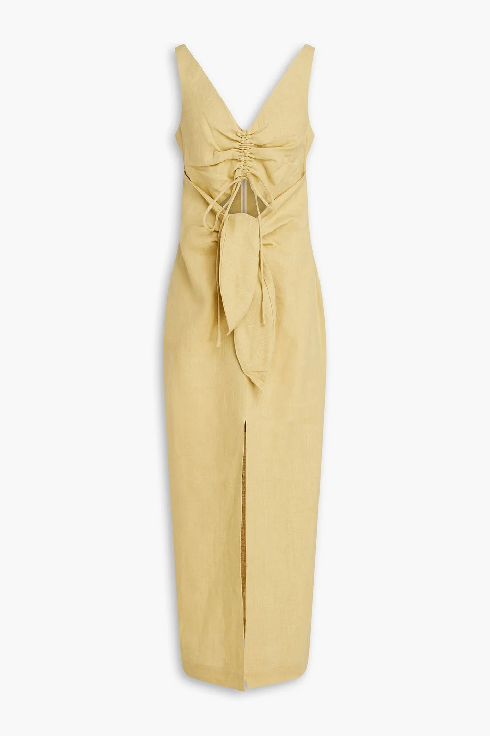 Cutout ruched linen midi dress - 1