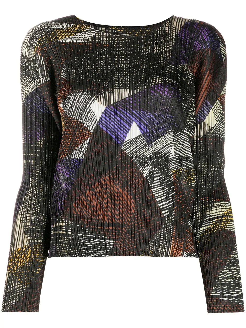 pleated abstract print top - 1