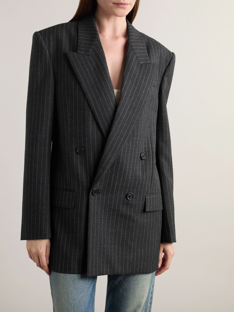 Oversized double-breasted pinstriped wool-flannel blazer Dark gray 3