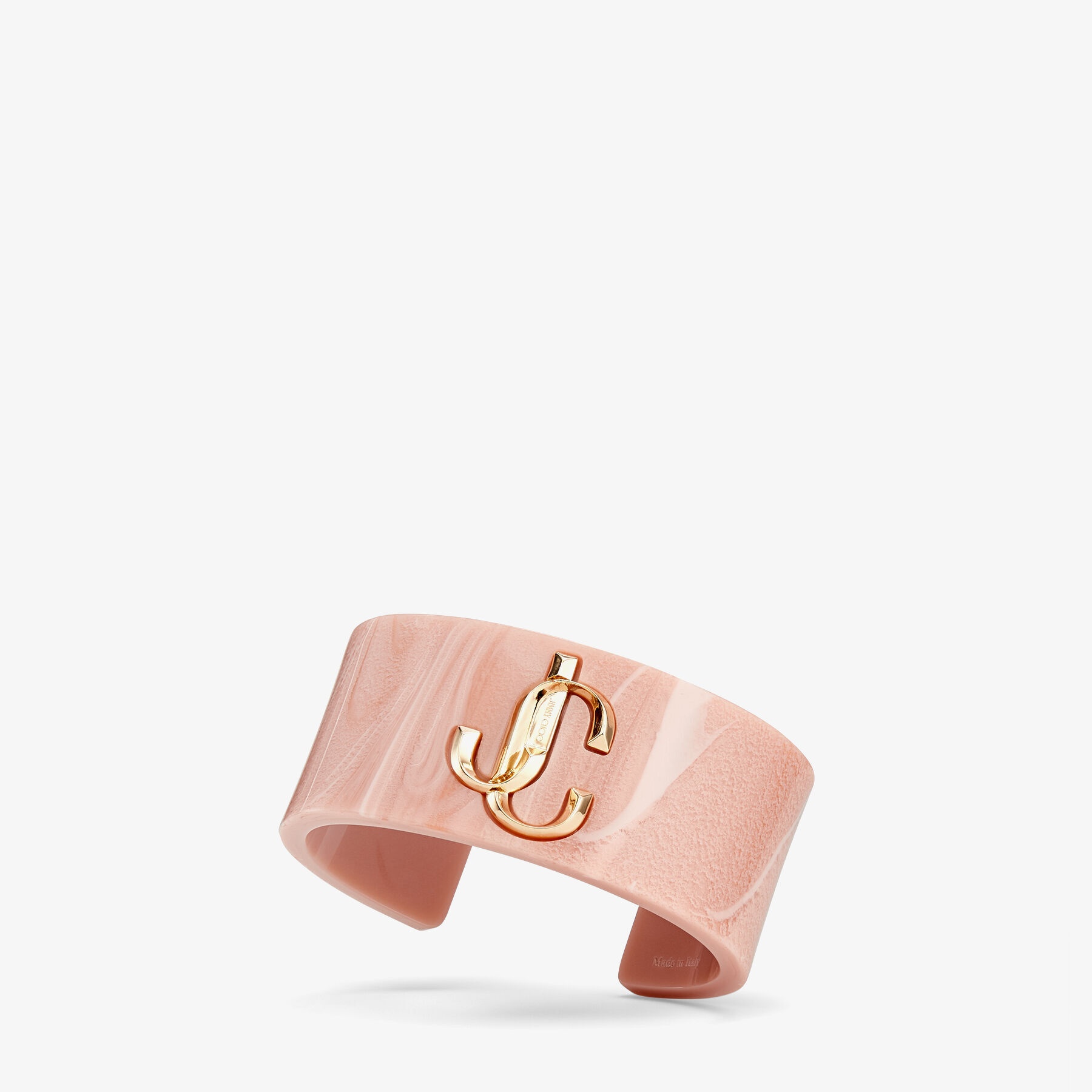 JC Cuff
Ballet Pink Acrylic Cuff Bracelet with Gold-Finish Metal JC Emblem - 4