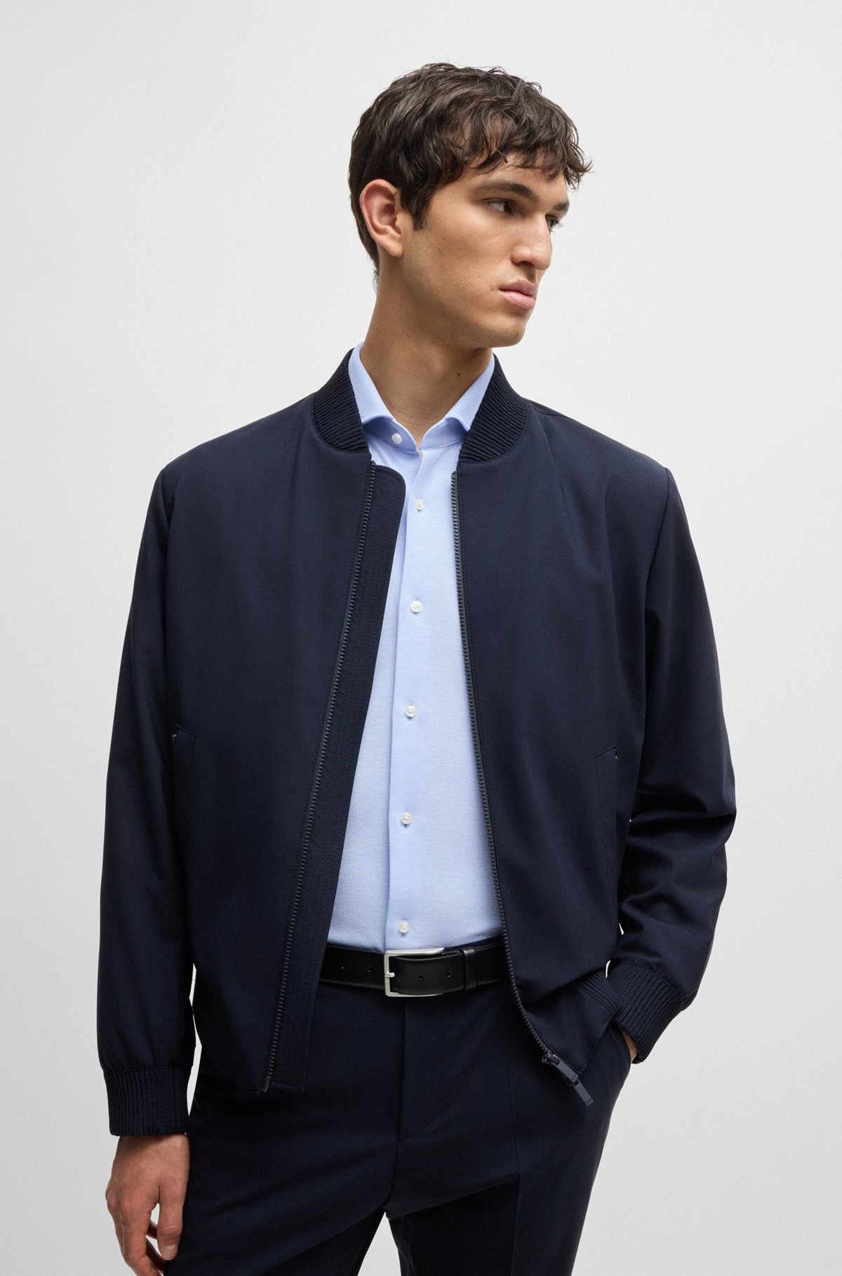 SLIM-FIT SHIRT IN COTTON-PIQUÉ JERSEY - 6