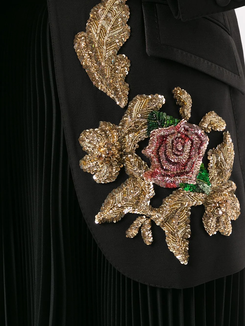 sequin rose appliqué jacket - 5