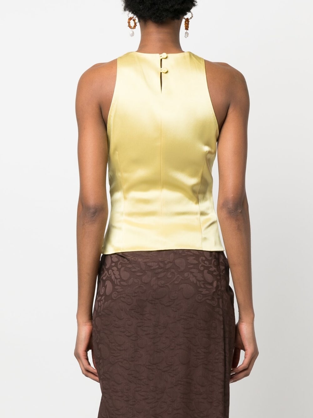 cut-out sleeveless satin top - 4