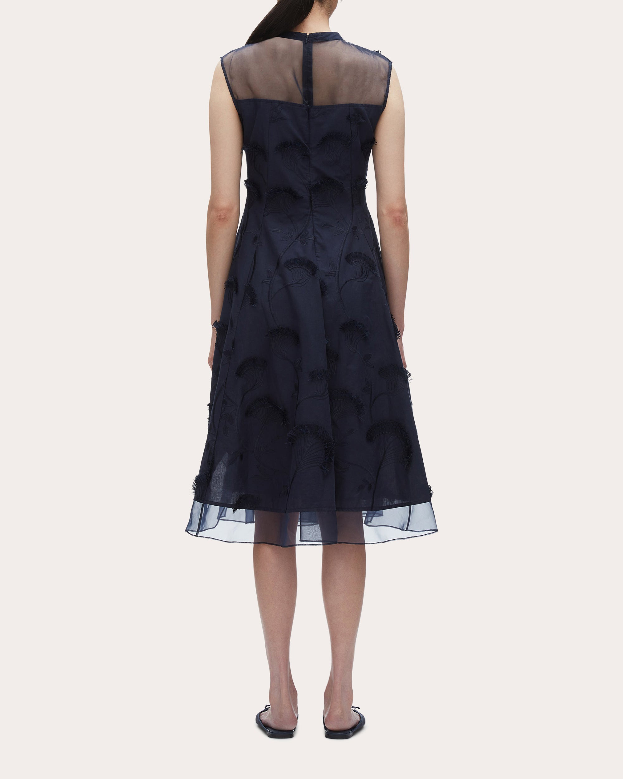 Floral Fil-Coupé Cotton Organza Midi Dress - 2