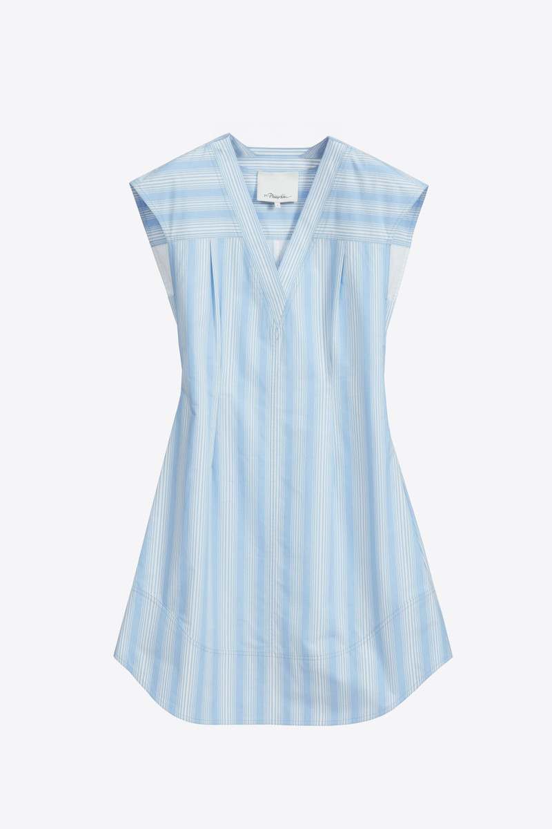 Striped Cap Sleeve Knee-Length Dress 7