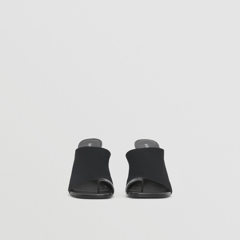 Stretch Jersey and Leather Mules 4