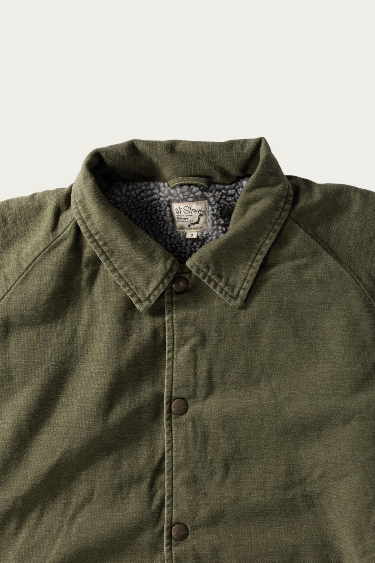 Vintage Washed Coach Jacket w/ Fleece Lining - Dark Olive - 2
