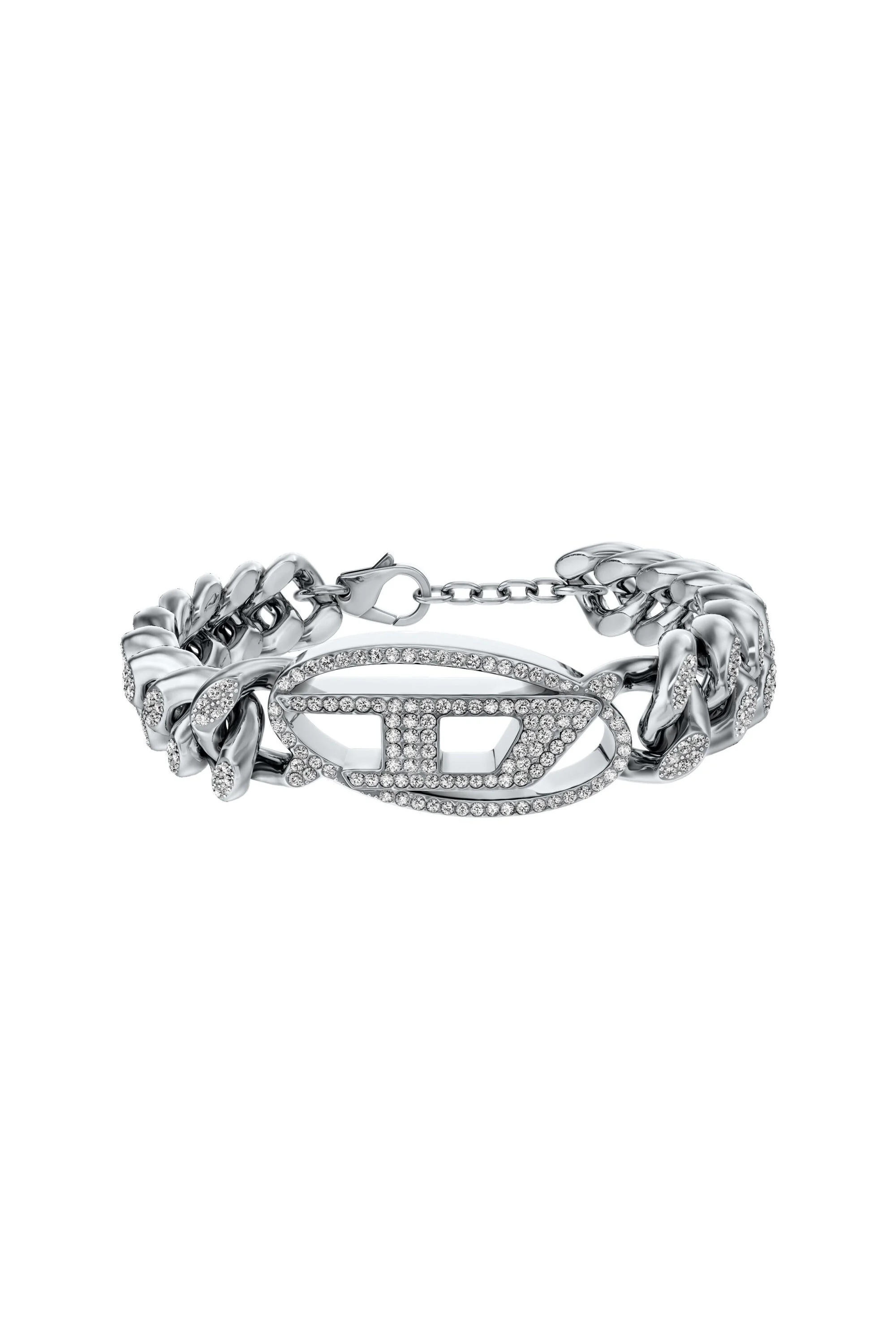 STAINLESS STEEL OVAL D GLITZ CHAIN BRACELET - 1