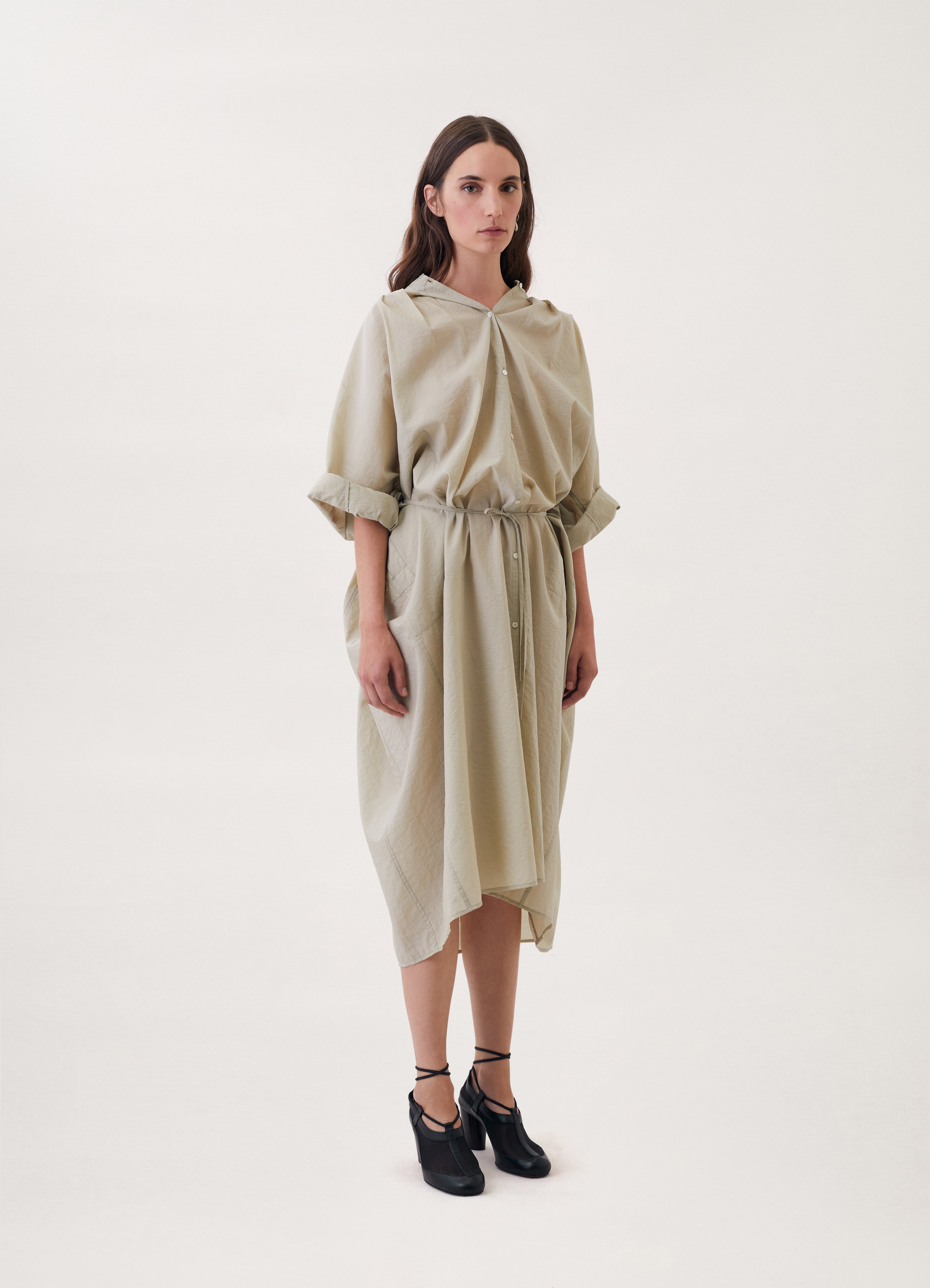 PLEATED SHIRT DRESS - 2