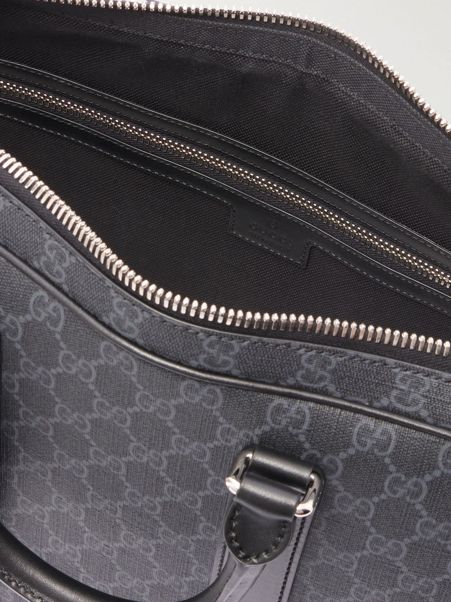 Leather-Trimmed Monogrammed Supreme Coated-Canvas Briefcase Navy - 5