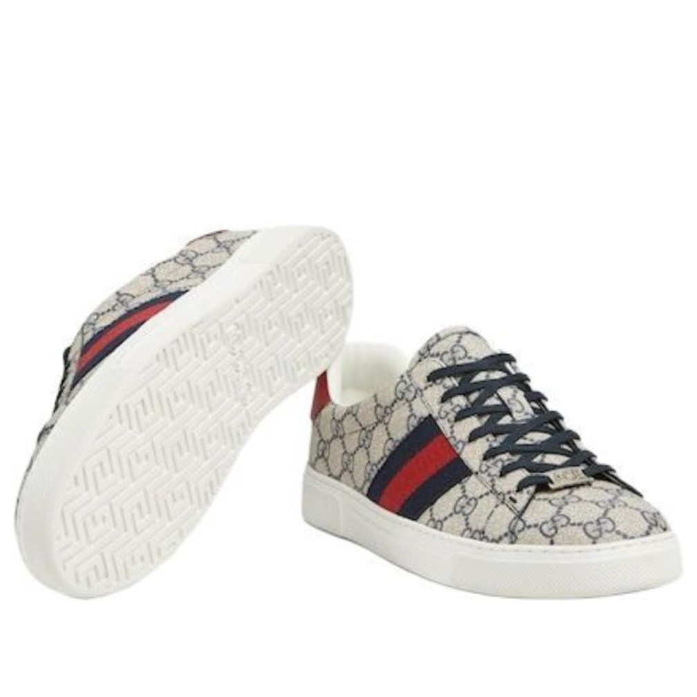 Gucci Ace Web 'Beige Navy' 760775-FACMZ-4049 - 3