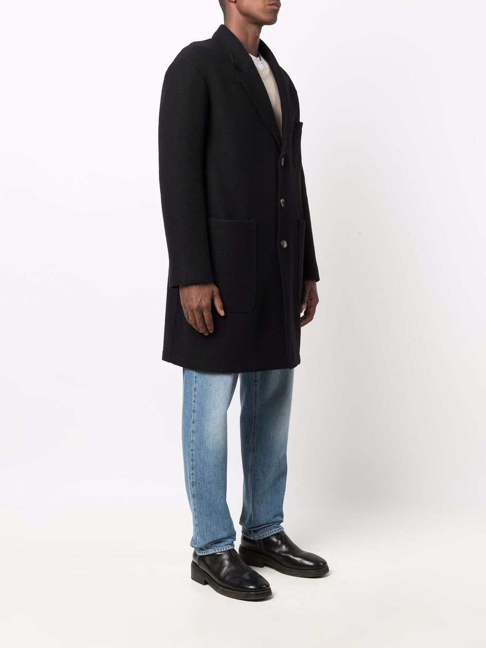 notched-lapel single-breasted coat - 3