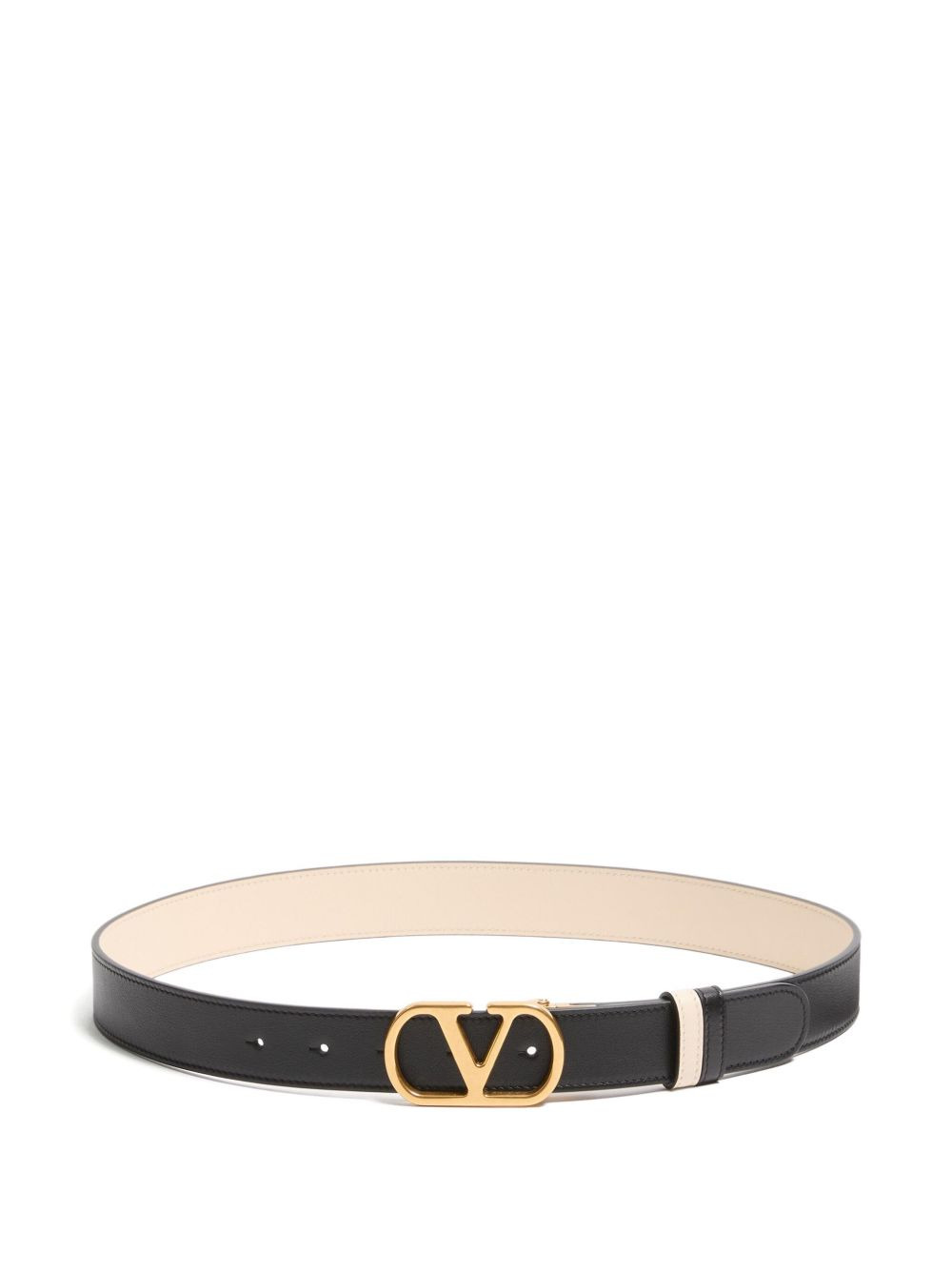double 'v' buckle leather belt - 2