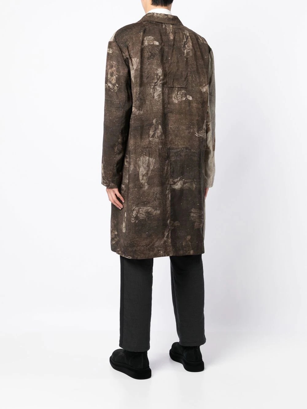 graphic-print single-breasted coat - 4