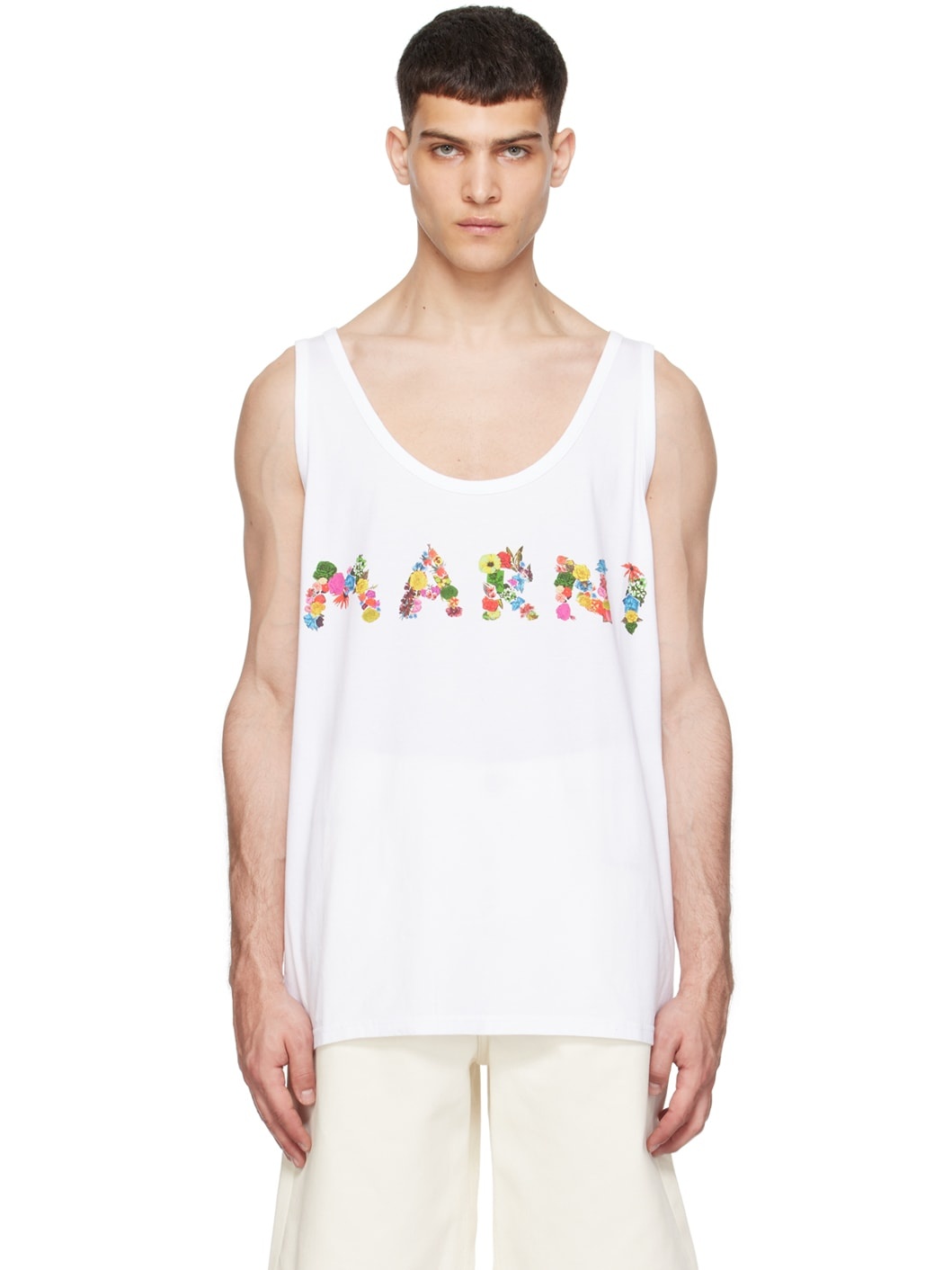 White Printed Tank Top - 1