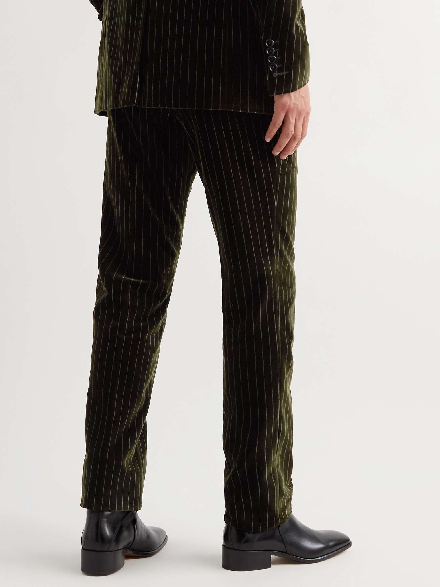 Shelton Slim-Fit Pinstriped Cotton-Velvet Suit Trousers - 4