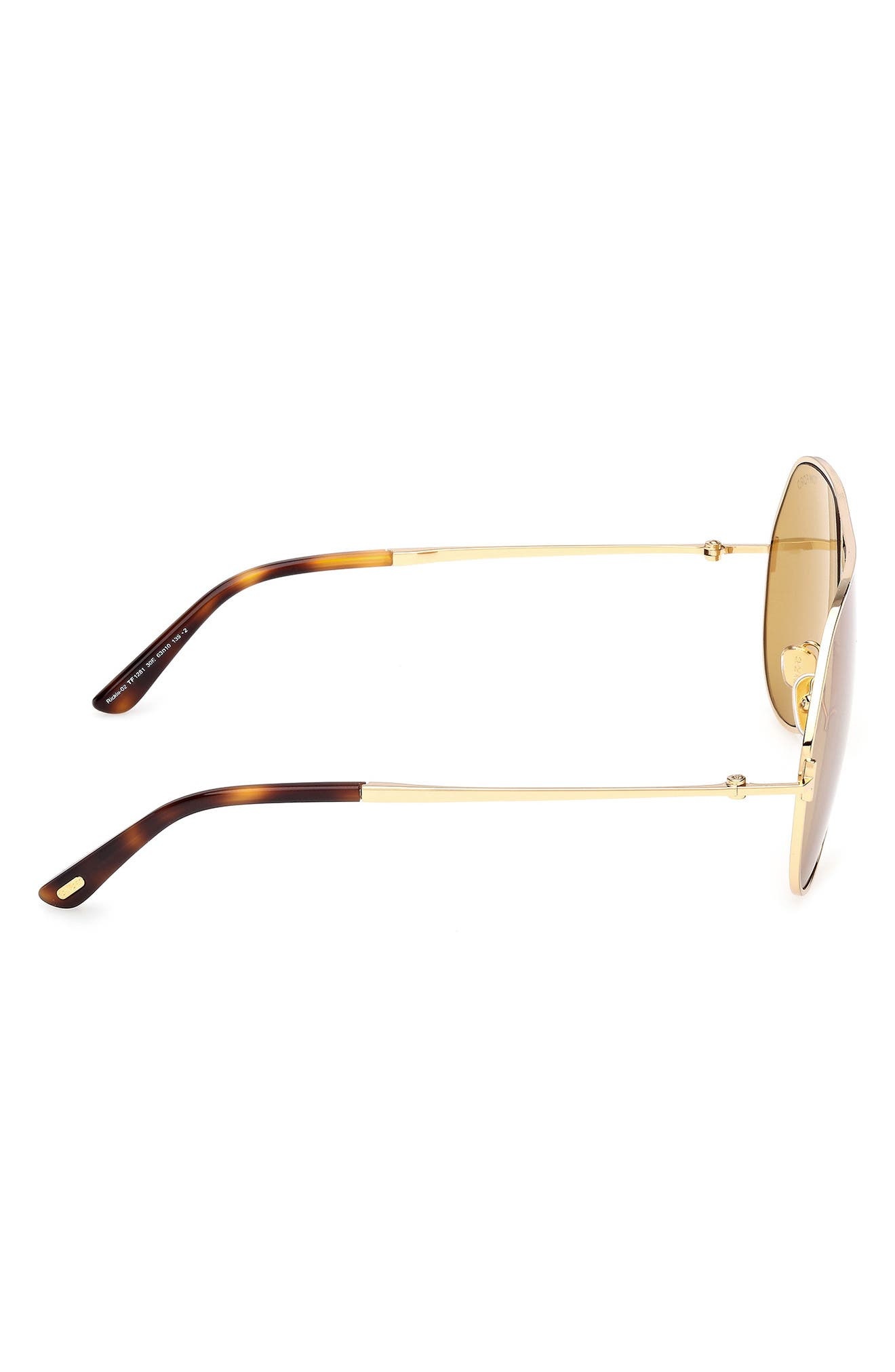 TOM FORD Rickie 63mm Oversize Navigator Sunglasses in Shiny Gold Havana /Vicuna at Nordstrom - 3