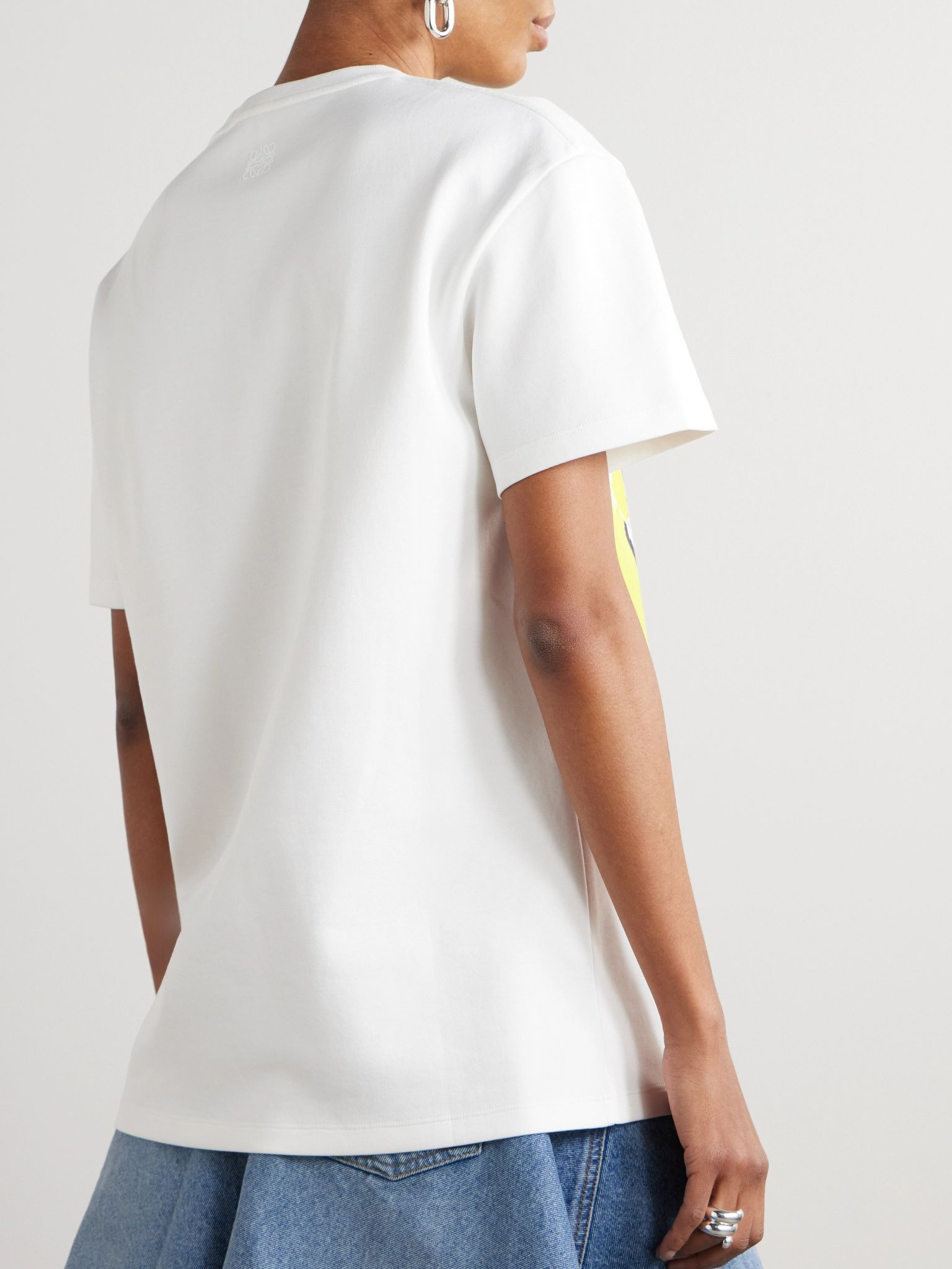 Printed cotton-blend jersey T-shirt White - 4