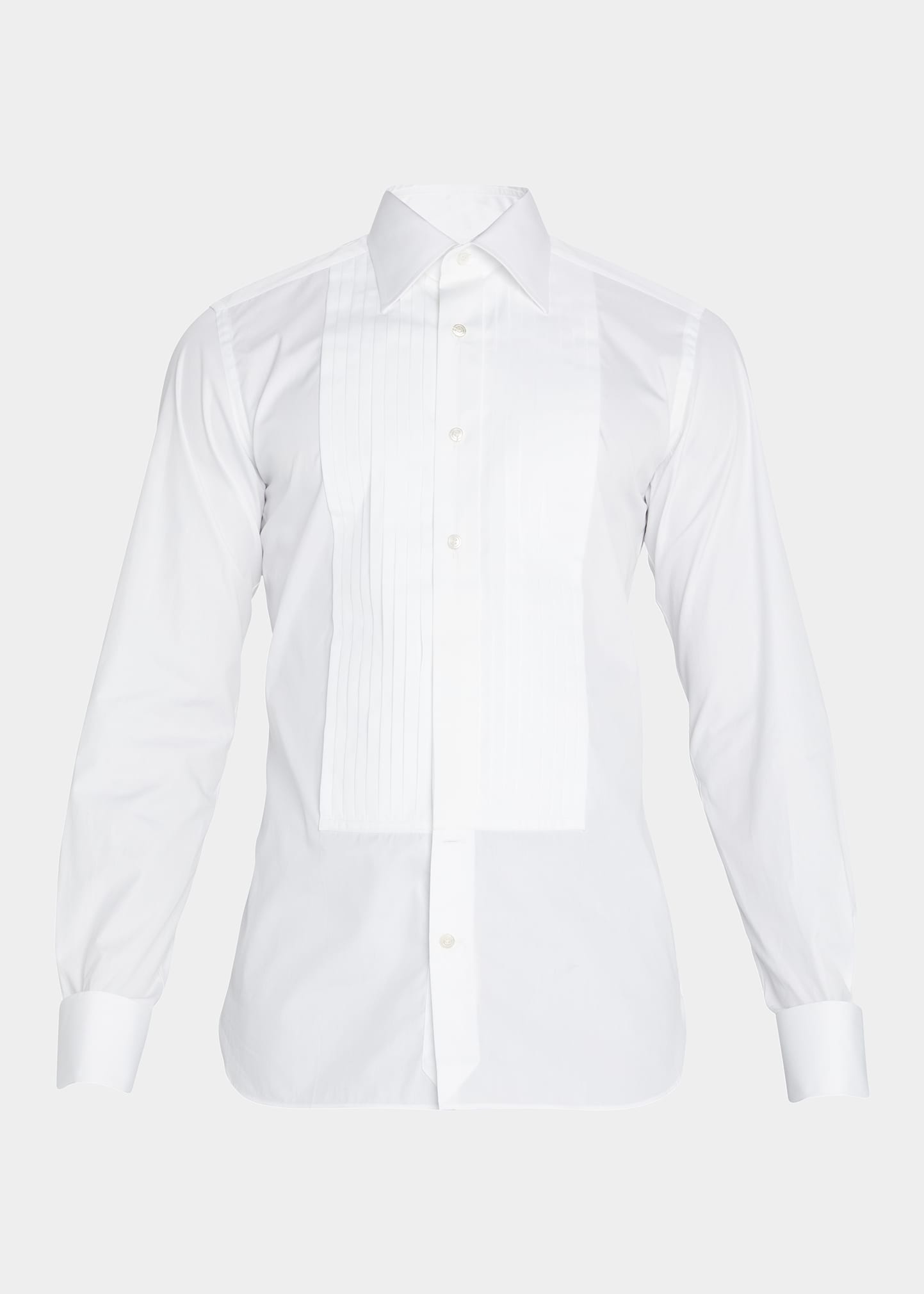 Men's Pleated Bib-Front Cotton Dress Shirt - 5
