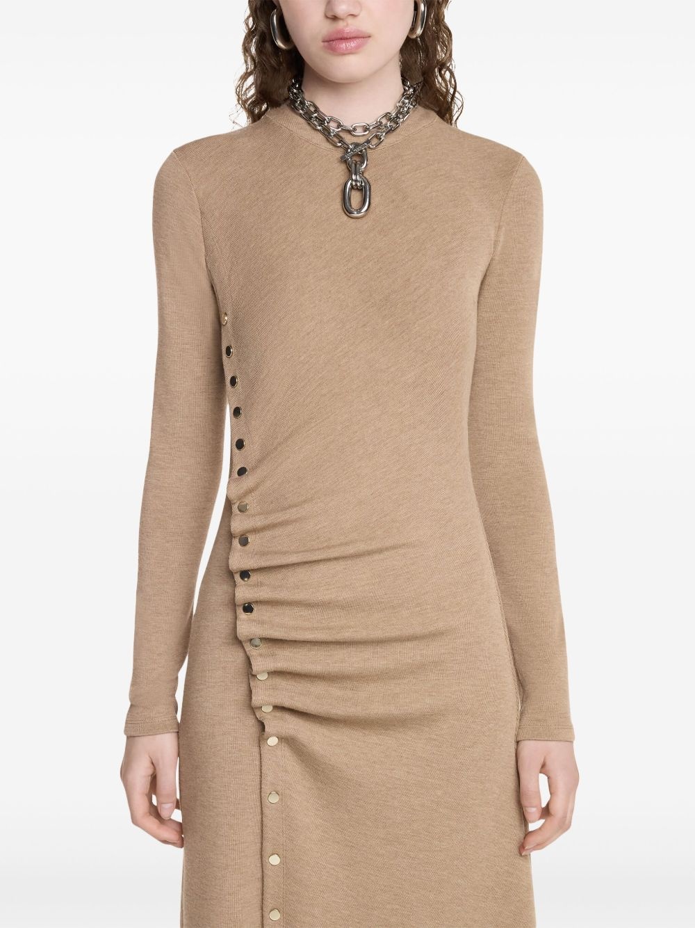 asymmetric long-sleeve dress - 5