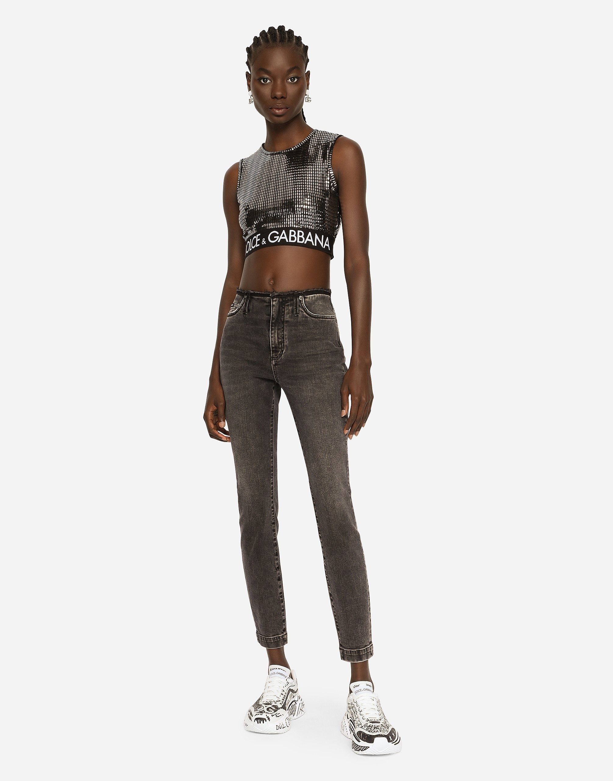 Cotton jeans with raw-cut waistband - 2
