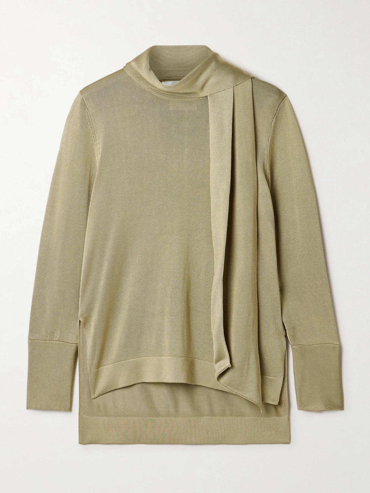 Ida Scarf-detailed Metallic Jersey Top - 1