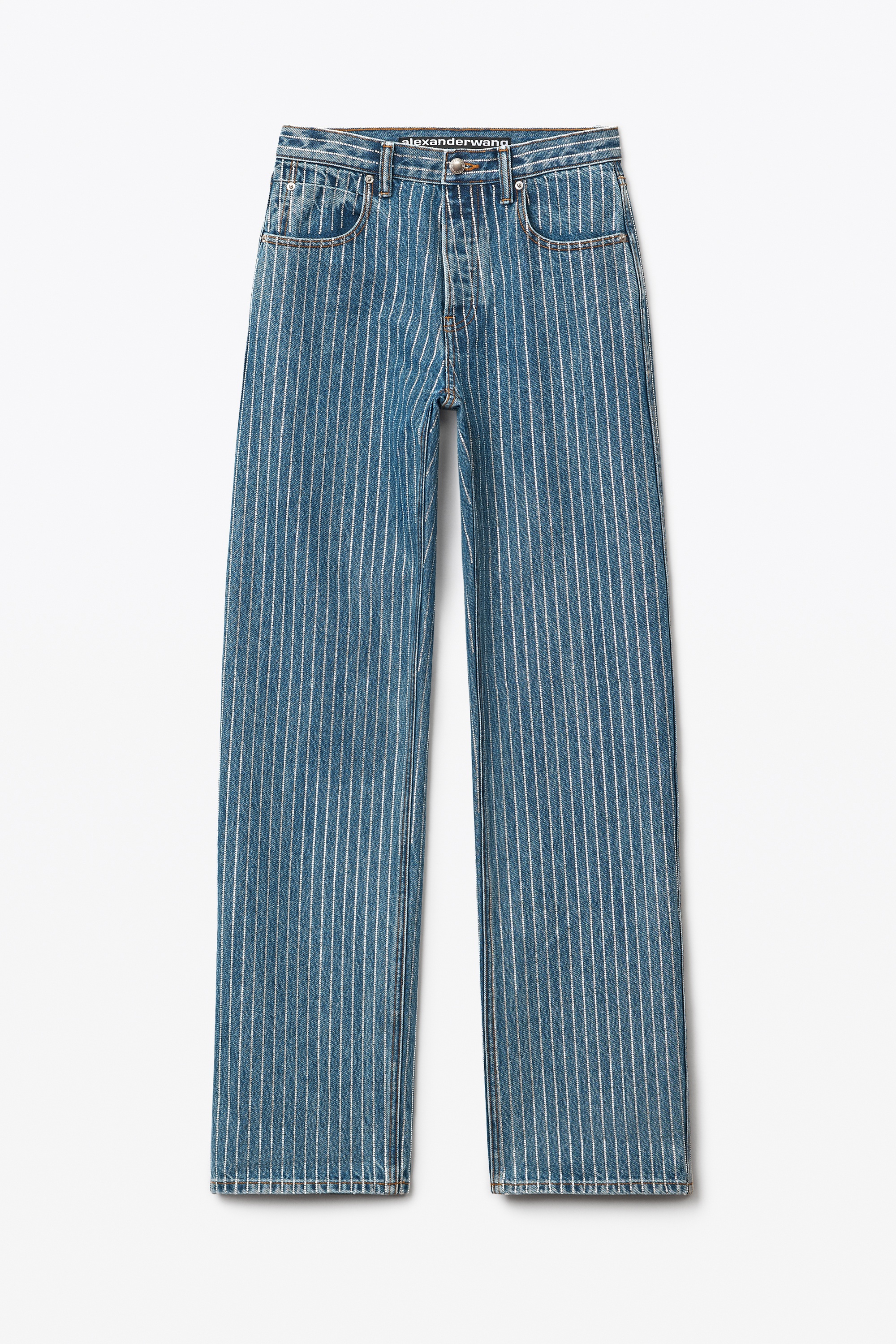 CRYSTAL STRIPE SKATER PANT IN DENIM - 1