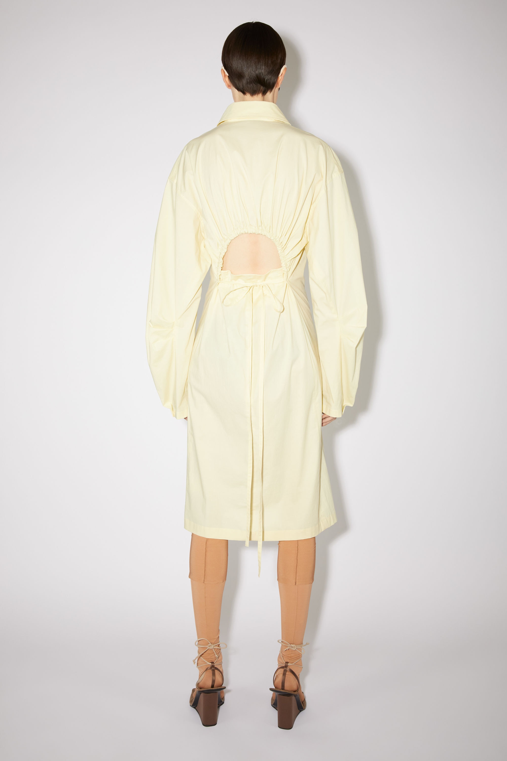 Cotton shirt dress - Pale yellow - 3
