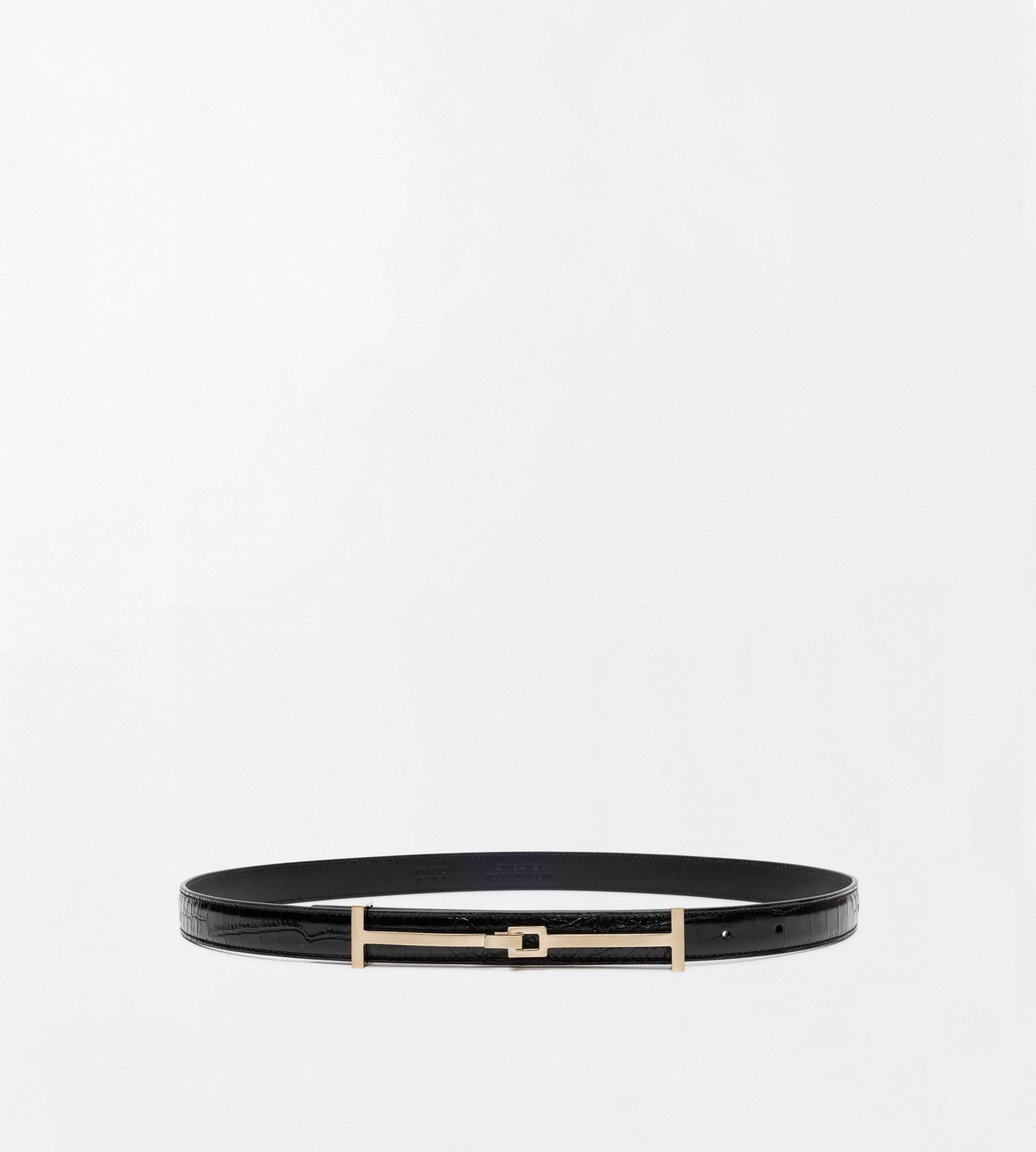 TUMBLED PRINTED CROCODILE LEATHER ARC BELT - 1