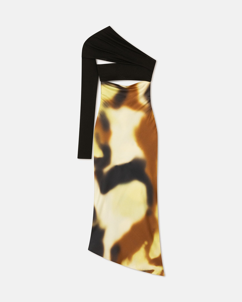 Draped Silk And Mesh-Jersey Midi Dress - 1