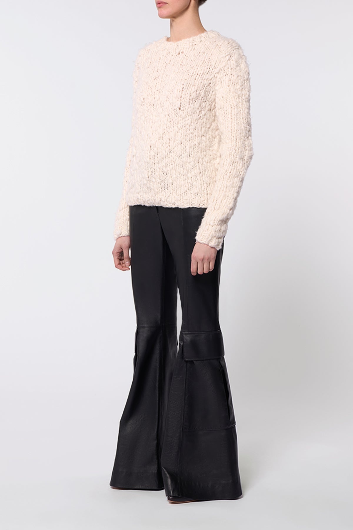 Bate Cargo Pant in Black Nappa Leather - 3