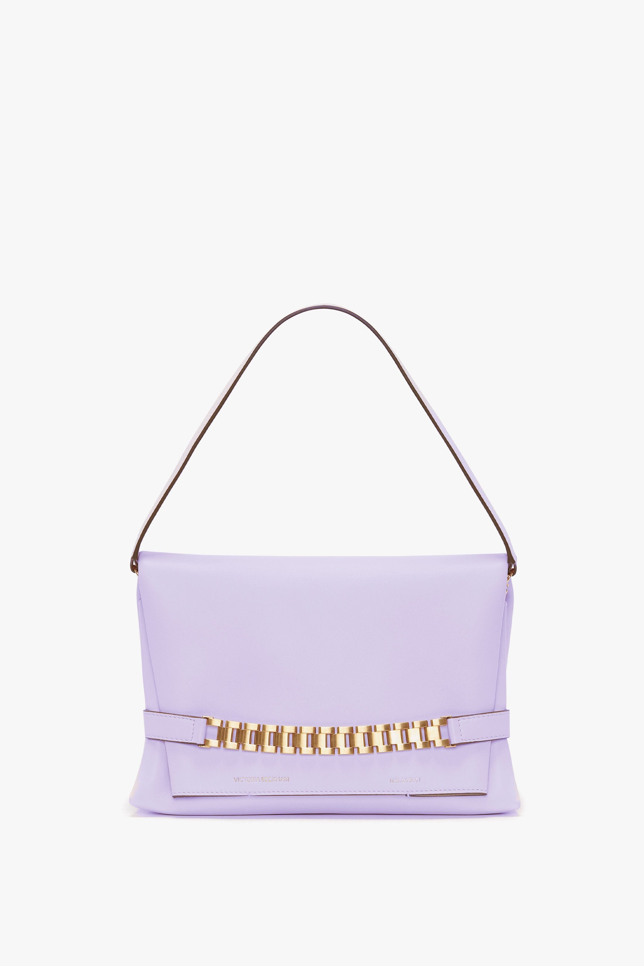 Chain Pouch with Strap in Lilac Leather - 1