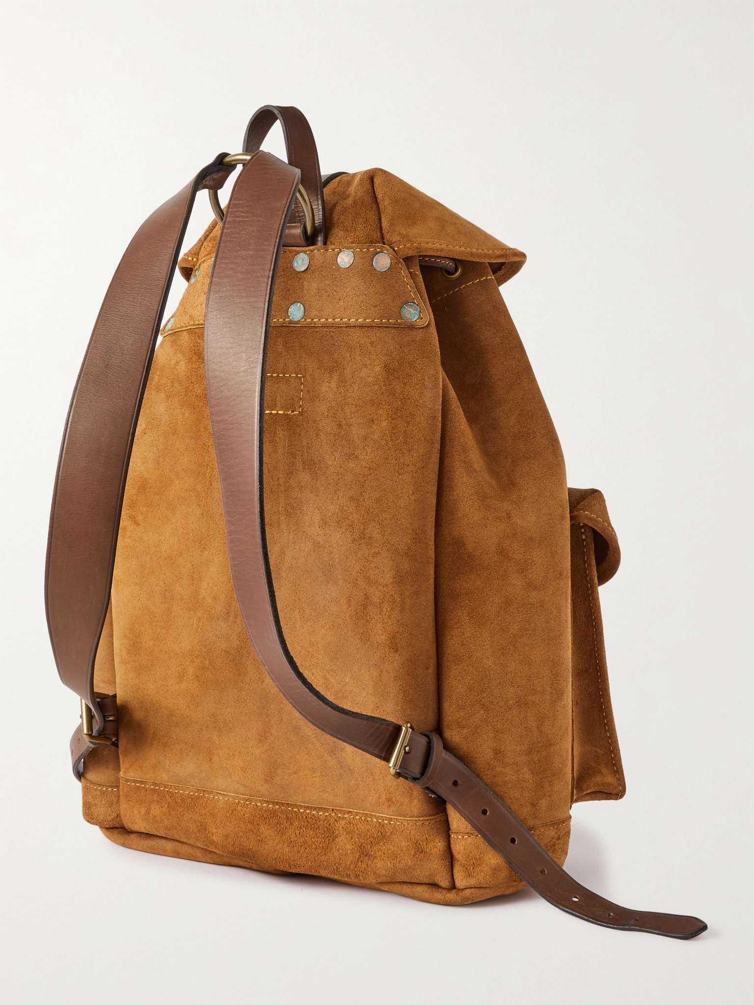 Leather-Trimmed Roughout Suede Backpack - 4