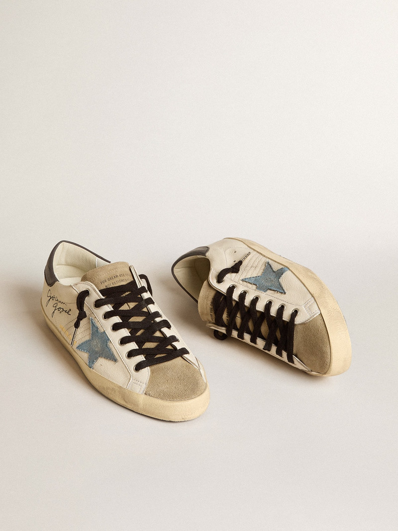 Golden Goose Super-Star LTD in nappa with denim star and gray leather heel tab outlook