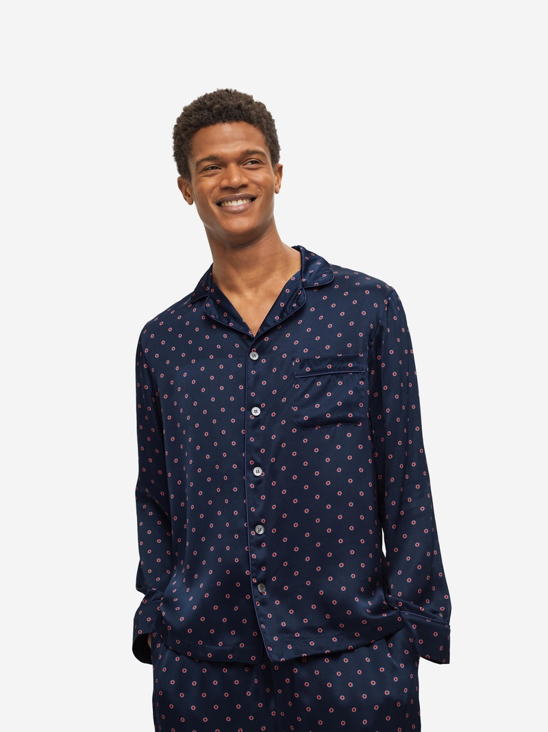 Men's Pyjamas Brindisi 79 Silk Satin Navy - 2