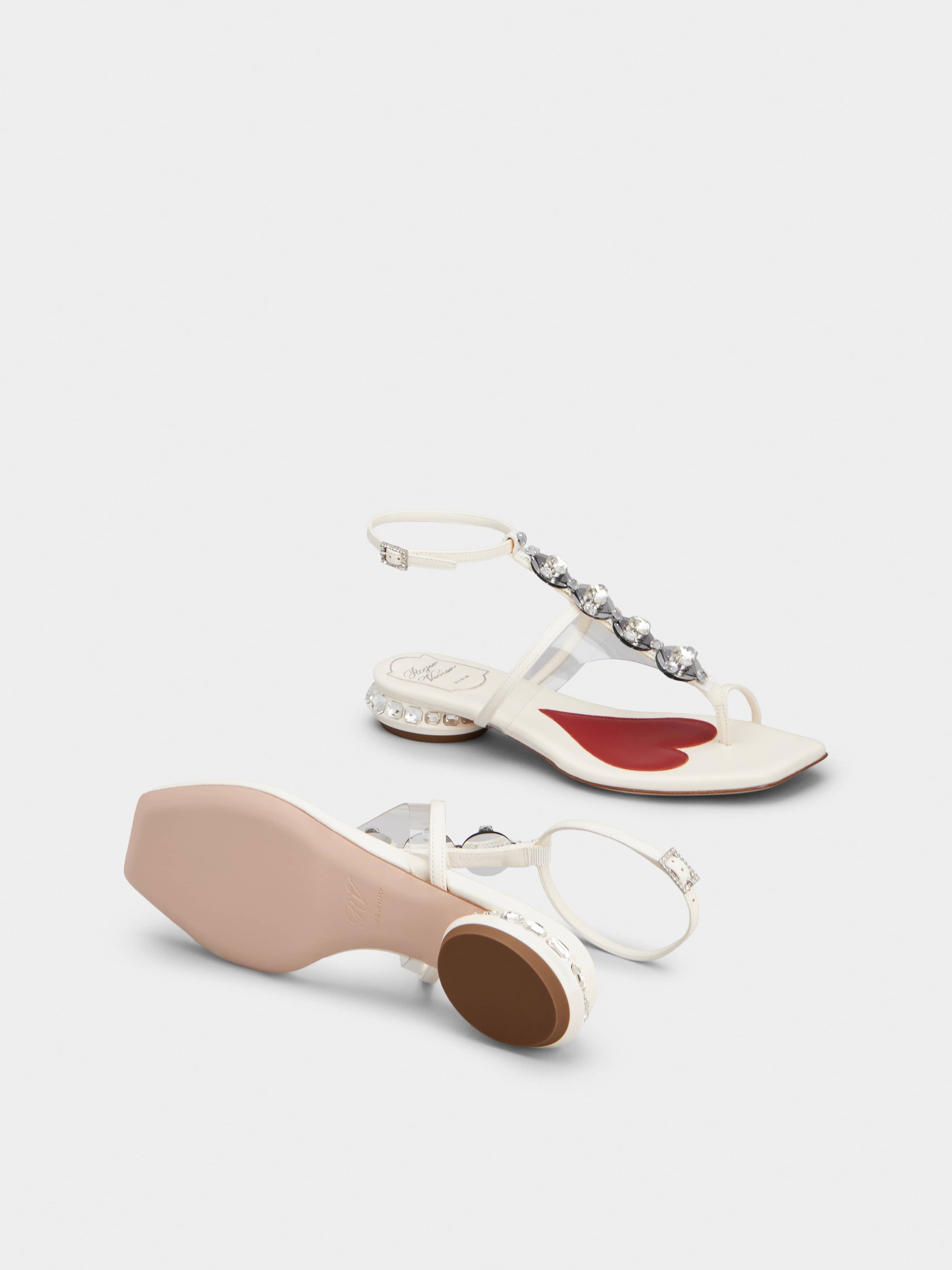 Roger Vivier Jewel Heel Disco Sandals in Leather