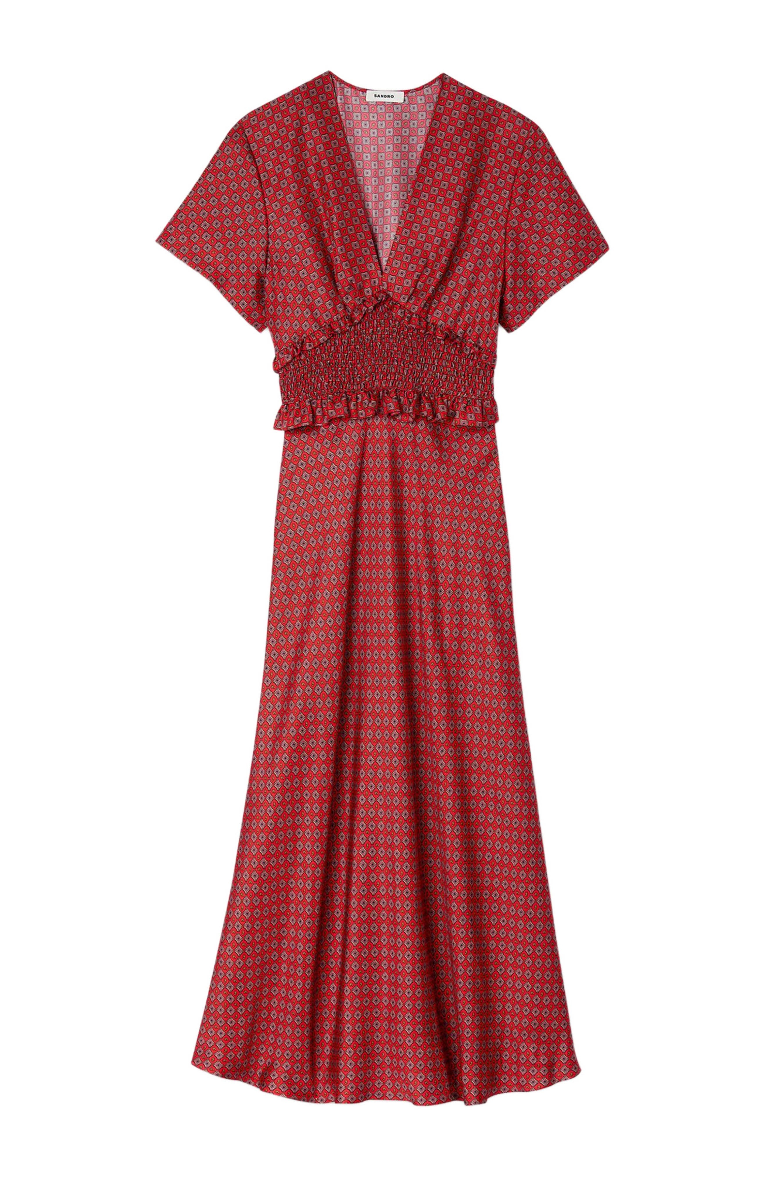 SANDRO Scarf print maxi dress in Red /Pink at Nordstrom - 5