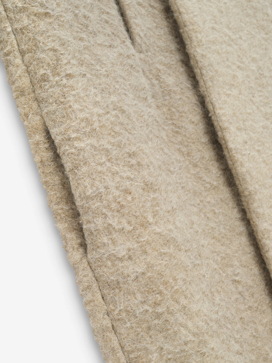 Wool Boucle Stand Collar Overcoat - 3