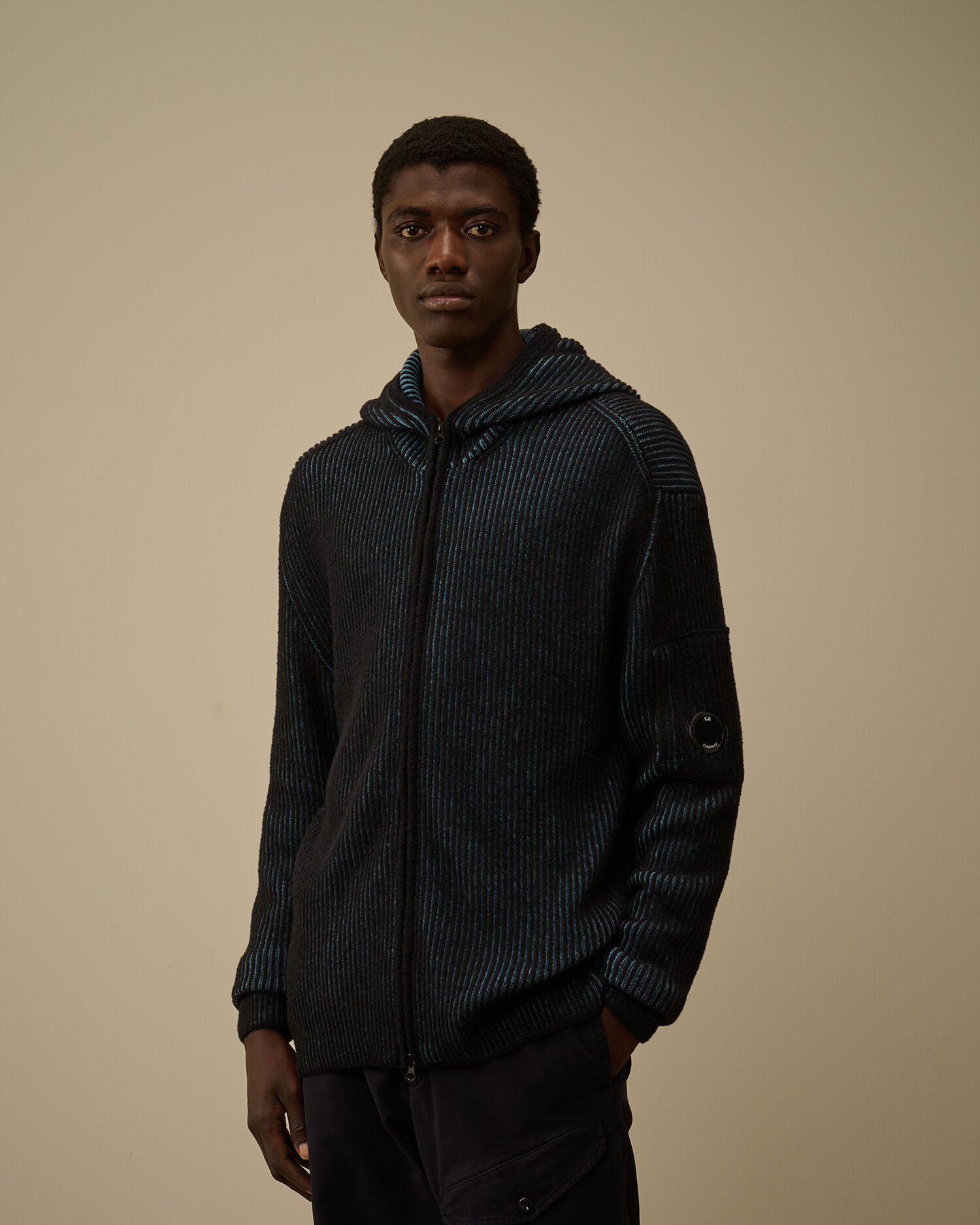 Fleece Knit Hooded Full Zip Sweater - 3