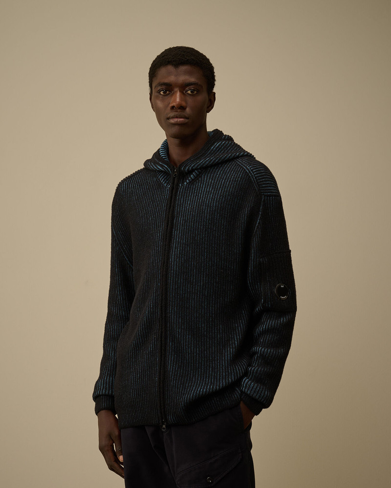 Fleece Knit Hooded Full Zip Sweater 3