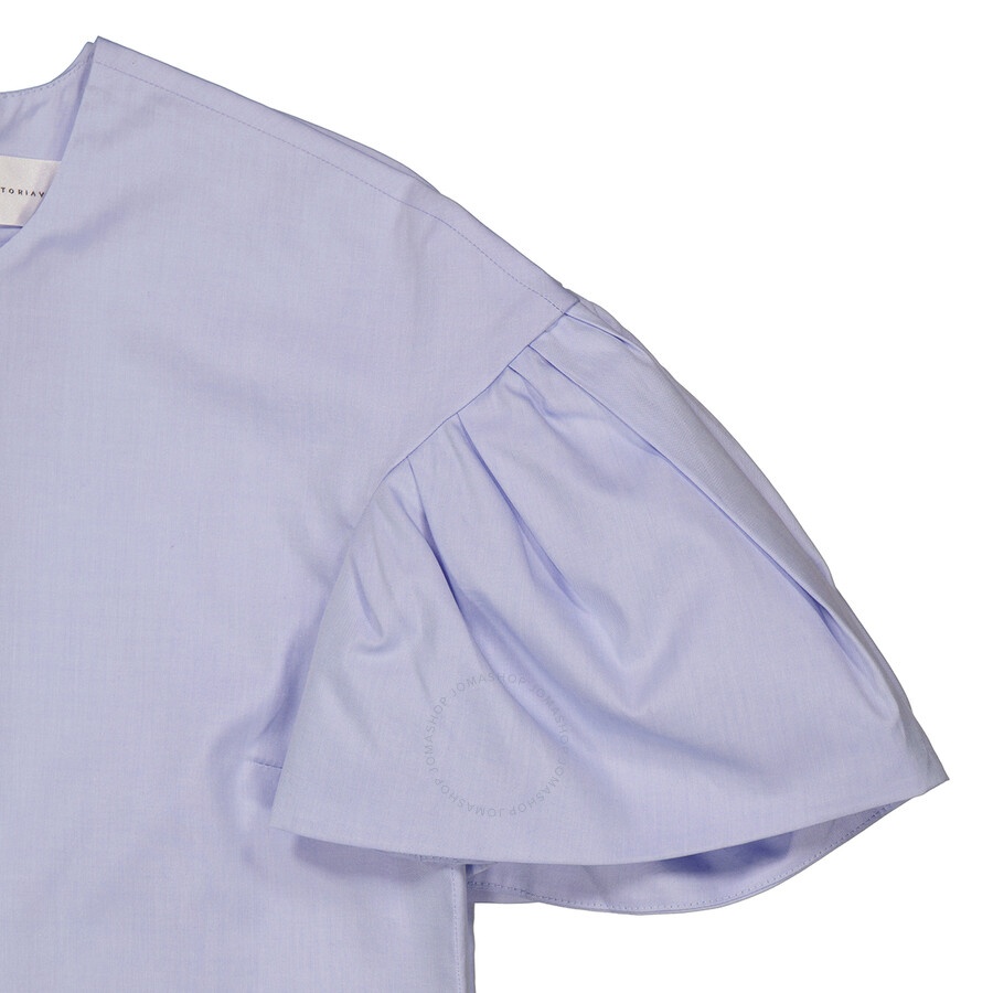 Victoria Beckham Ladies Knit Tops Light Blue Tuck Sleeve Top, Brand - 7