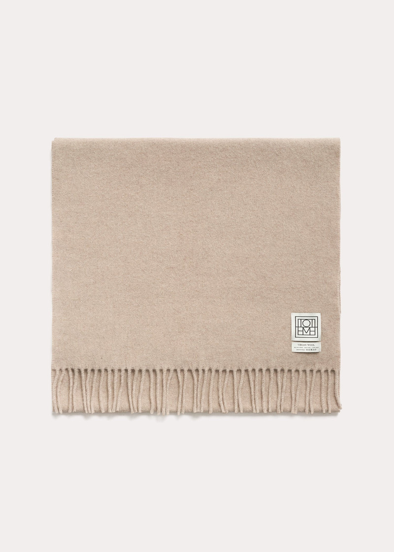 Classic wool scarf light beige mélange 4