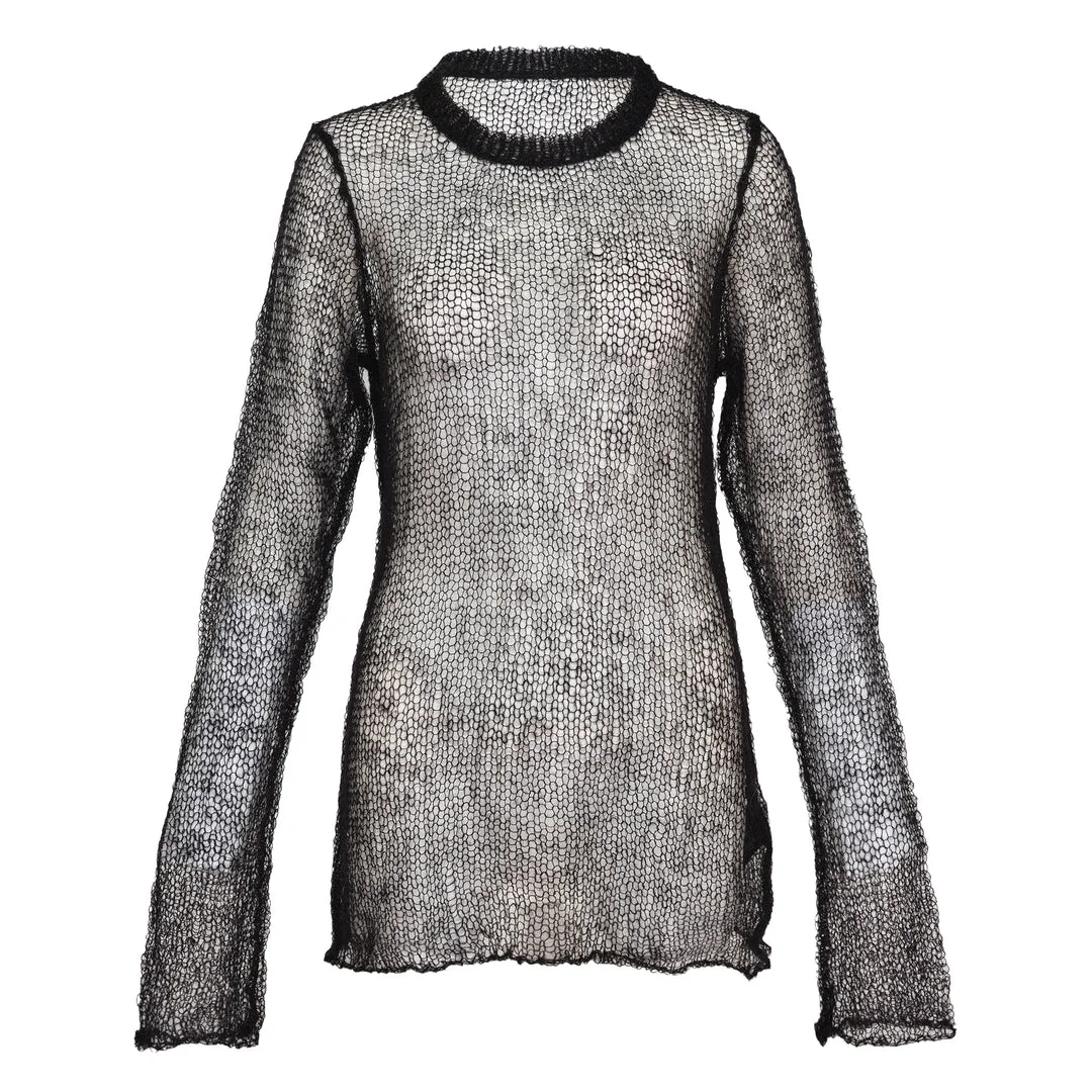 Long Sleeve Open Knit Sweater - 1