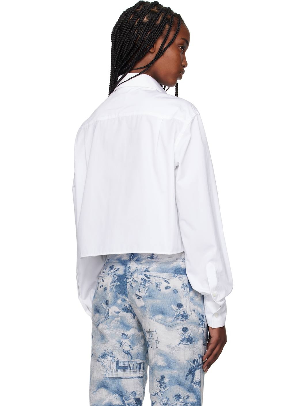 White Poplin Boxy Long-Sleeved Shirt - 3