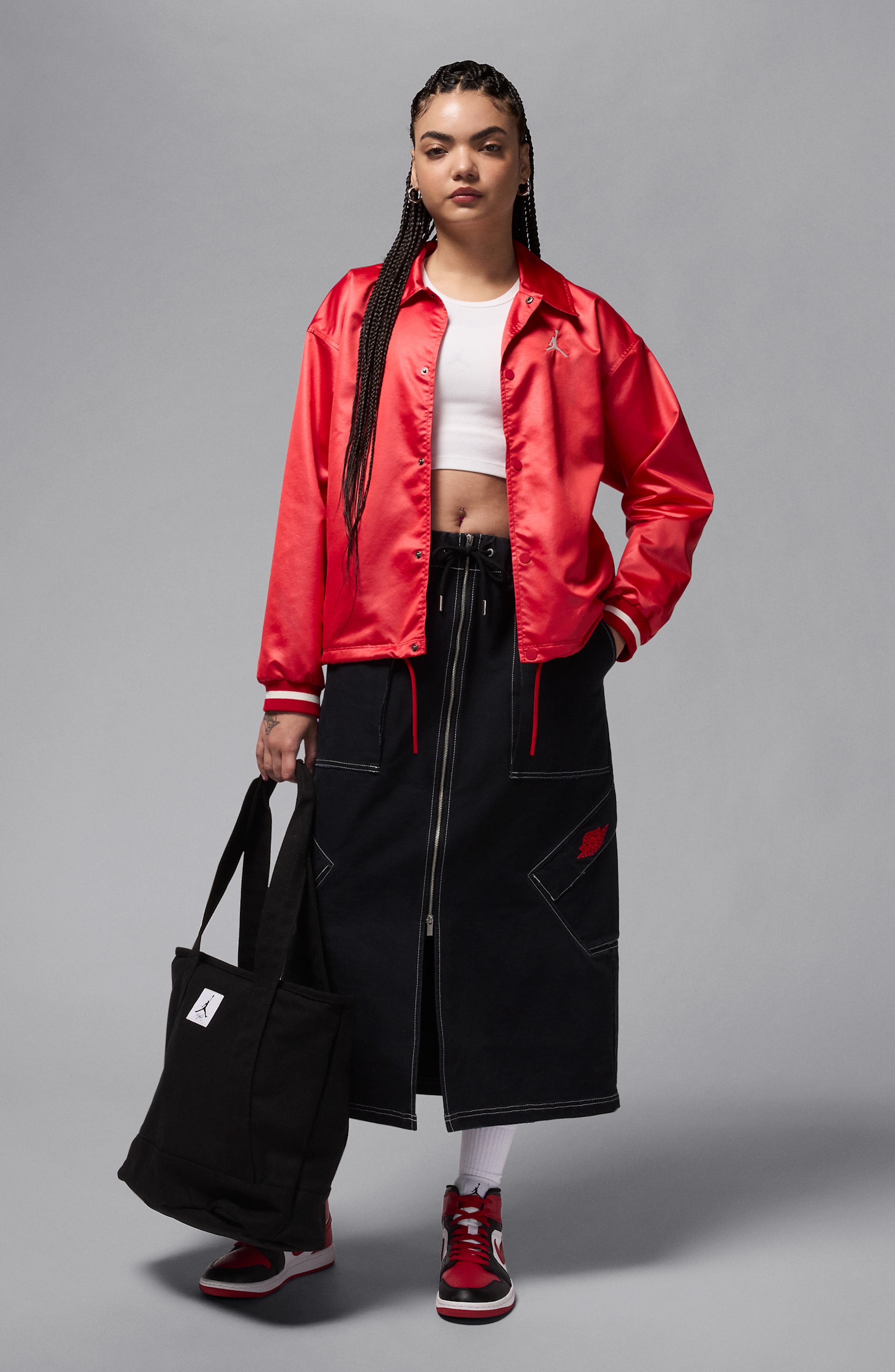 Jordan 40th Anniversary Water Repellent Satin Coach's Jacket in Varsity Red/Sail at Nordstrom - 6